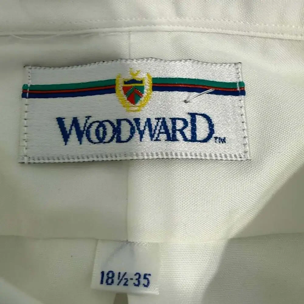 Woodward Pinpoint Oxford Regular Fit Dress Shirt White 18.5x35 NWT